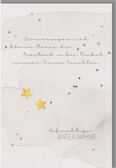 Trauerkarte Spruch Sterne, Naturkarton Erinnerungen sind kleine Sterne