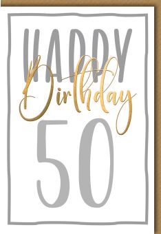 Geburtstagskarte 50 Jahre Happy Birthday 50 in Groß