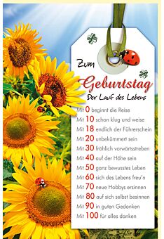 Geburtstagskarte Sonnenblumen und der Lauf des Lebens