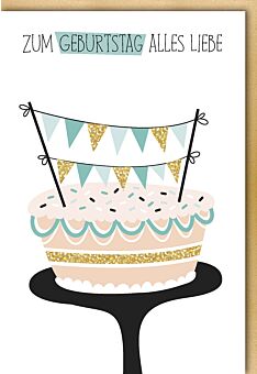 Geburtstagskarte Glückwünsche Illustration niedlich Torte