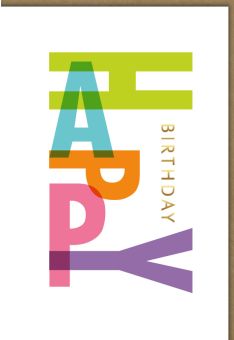 Geburtstagskarte Buchstaben hoch und quer Happy Birthday