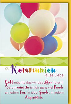 Glückwunschkarte Kommunion - Bunte Luftballons