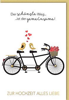 Hochzeitskarte premium originell Tandem-Fahrrad