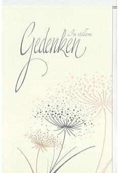 Trauerkarte Beileid Pusteblumen, Naturkarton, mit Silberfolie und Blindprägung