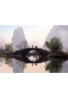 Postkarte Natur Landschaft Asien Ox Herding, Crossing the Bridge