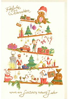 Weihnachtskarte premium Naturpapier Goldfolie Weihnachtssymbole