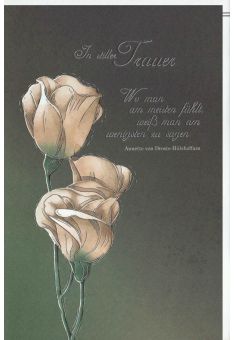 Kondolenzkarte Blume, Naturkarton, mit Silberfolie und Blindprägung