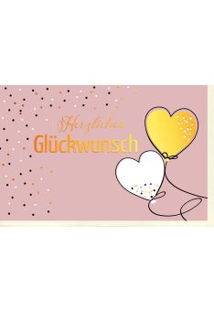 Geburtstagskarte Herzluftballons und Punkte, mit Goldfolie