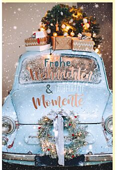 Weihnachtskarte Farbige Metallicfolie Auto Geschenke Dach