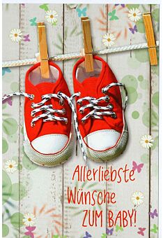Glückwunschkarte Geburtstag Schuhe rot Wäscheklammer