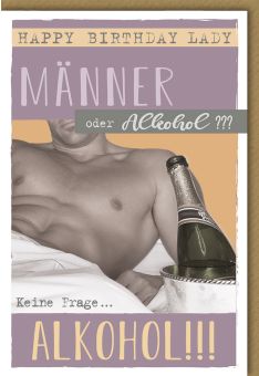 Geburtstagskarte für Frauen Happy Birthday Lady Alkohol