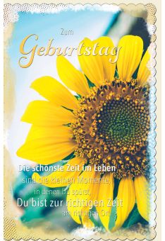 Glückwunschkarte Geburtstag Sonnenblume, gestanzt, welliger Rand