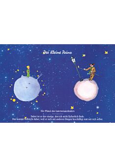 Postkarte blau Der kleine Prinz Der Planet des Laternenanzünders...