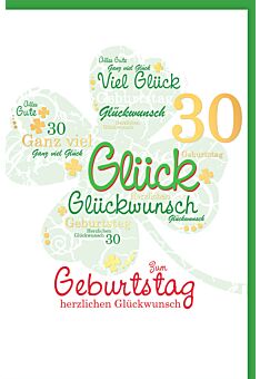 Geburtstagskarte 30 Jahre Kleeblatt Glückwunsch 30