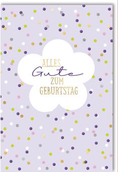 Geburtstagskarte schön Naturkarton kleine Punkte blau lila