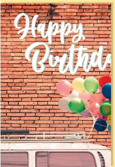 Glückwunschkarte Geburtstag Happy Birthday Motiv Bulli Luftballons