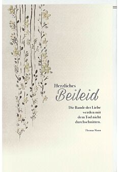Trauerkarte Blumenranken, Naturkarton, mit Silberfolie und Blindprägung