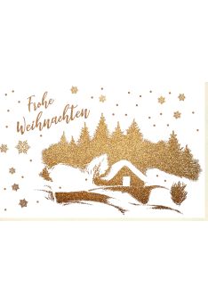 Weihnachtsgrußkarte Gold premium Frohe Weihnachten Bäume