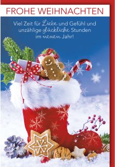 Weihnachtskarte schön Spruch Viel Zeit für Liebe und Gefühle und unzählige glückliche Stunden