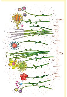 Geburtstagskarte Flora Blumen, Naturkarton, mit rosègoldener Metallicfolie