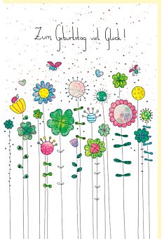 Geburtstagskarte Blumen, Naturkarton, mit roségoldener Folie und Blindprägung