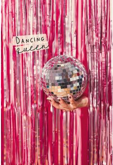 Postkarte Spruch Dancing Queen Discokugel, Zuckerrohrpapier