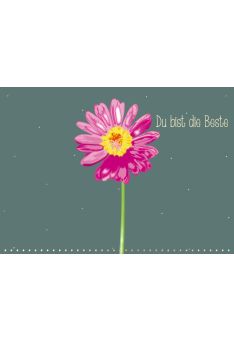 Postkarte Spruch Gerbera - Du bist die Beste