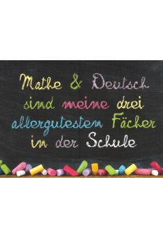 Postkarte witzig Spruch Mathe und Deutsch