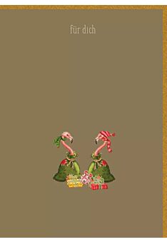 Weihnachtskarte Goldfolie 2 Flamingos als Geschenk - Für Dich
