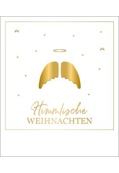 Weihnachtspostkarte Engelsflügel Himmlisch Goldfolie