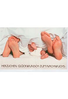 Glückwunschkarte Baby Geburt Füße Bettdecke