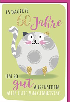 Geburtstagskarte - 60., Runde Katze