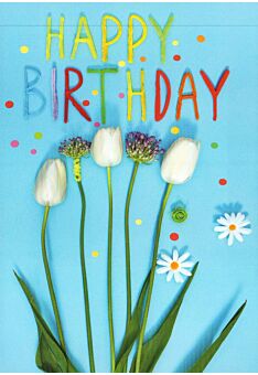 Postkarte Geburtstag Blume Happy Birthday blau