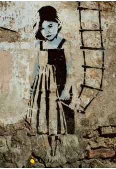 Kunstpostkarte Little Girl Streetart