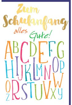 Glückwunschkarte zur Einschulung Buchstaben bunt Schulanfang