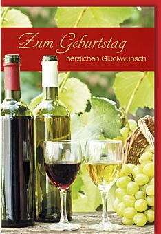 Geburtstagskarte Rotwein Weißwein Herzlichen Glückwunsch
