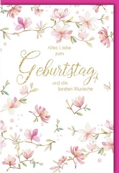 Karte Geburtstag Illustration Blumen am Ast