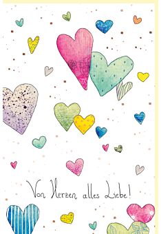Geburtstagskarte von Herzen, Naturkarton, mit roségoldener Folie und Blindprägung