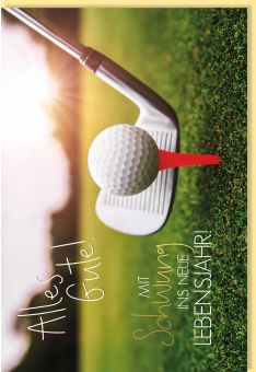 Geburtstagskarte Golf Golfspieler Motiv Golfschläger und Golfball