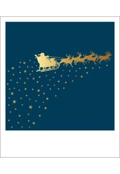 Postkarte Weihnachten Rehntiere Sterne Goldfolie
