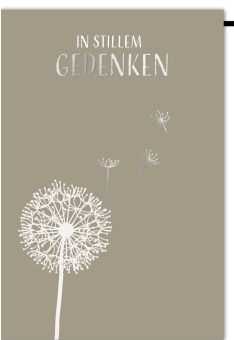 Trauerkarten - In stillem Gedenken Pusteblumen-Design, Beileidskarte mit eleganter Schrift auf mattem Hintergrund