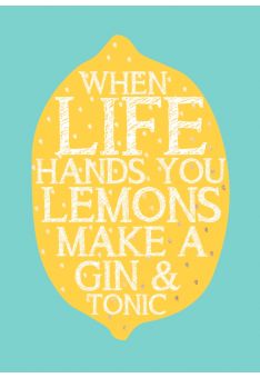 Postkarte Spruch Humor When life hands you lemons make a gin & tonic