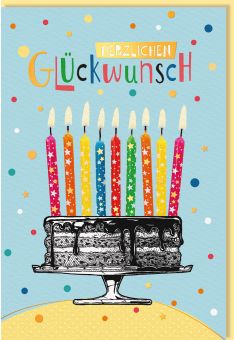 Geburtstagskarte Illustration 9 Kerzen Kuchen