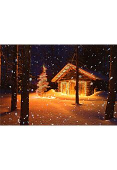 Weihnachtspostkarte Haus Wald Schnee friedliche weihnachten