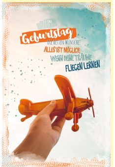 Geburtstagskarte Glücksmomente Flugzeug
