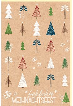 Weihnachtsgrußkarte Kraftpapier Wald mit Bäumen
