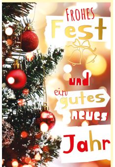 Weihnachtskarte Goldfolie große Schrift Frohes Fest