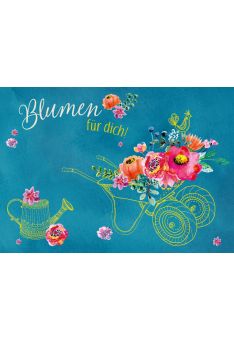 Postkarte Spruch Blumen für dich