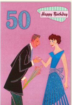 Geburtstagskarte 50 Happy Birthday - 50! Mann Frau Blumen