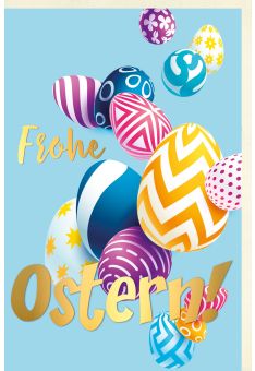 Karte Ostern Schrift Gold Eier